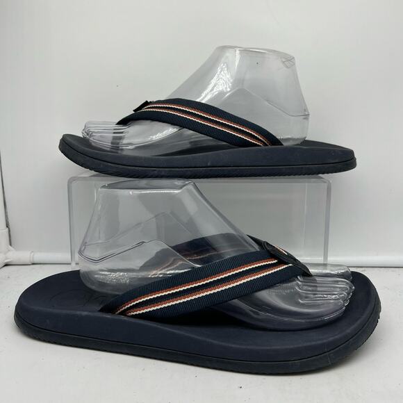 Chaco Sandals Mens 9-9.5 ? Chillos Thong Slide Flip Flop Navy Blue Red White - Picture 1 of 8